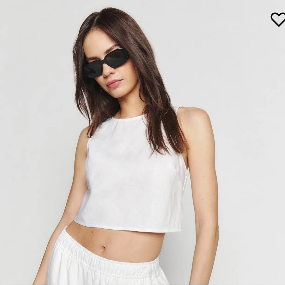 Reformation Jacinta White Linen top